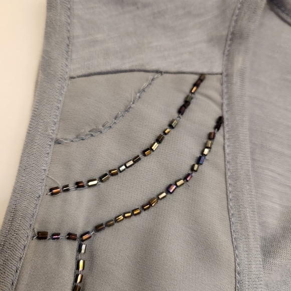 NWOT Logo Lavish Lori Goldstein Blue Ombre Beaded Sleeveless Tunic Tank top XL - Picture 8 of 10